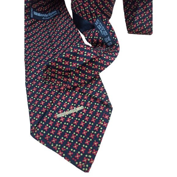 SANTOSTEFANO DI ITALO FERRETTI Navy Floral Silk Tie ITALY 59"/ 4" EC - Picture 5 of 11